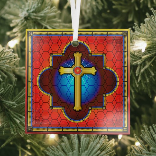 NIEUW Glass Cross Glass Ornament (Insitu)