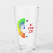 NIEUW! Glass Cup Mijn Credit Score- Maat 16oz Glas (Voorkant)