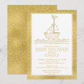 Nieuw Gold Nautical Sailboat Neutral Baby shower Kaart (Voorkant / Achterkant)
