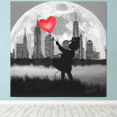 NIEUW GORK Full-Moon Girl Heart Baloncanvas afdruk Canvas Afdruk (Insitu (Houten vloer))