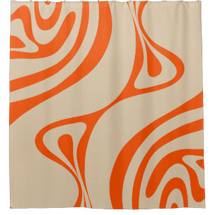 Nieuw Groef Abstract Trippy Retro Patroon Oranje Douchegordijn