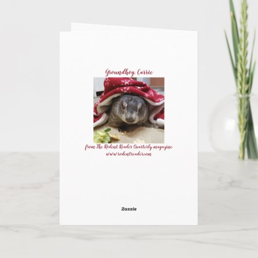Nieuw! Groundhog Carrie Holiday Greeting Card Feestdagen Kaart (Achterkant)