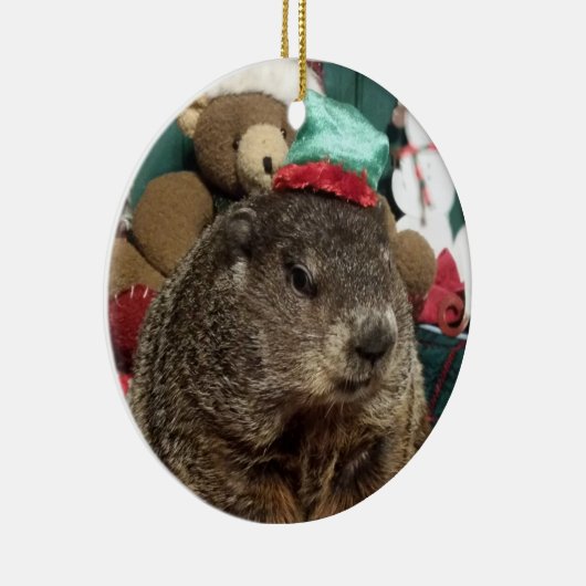 NIEUW!  Groundhog Moses kerstversiering Keramisch Ornament (Rechts)
