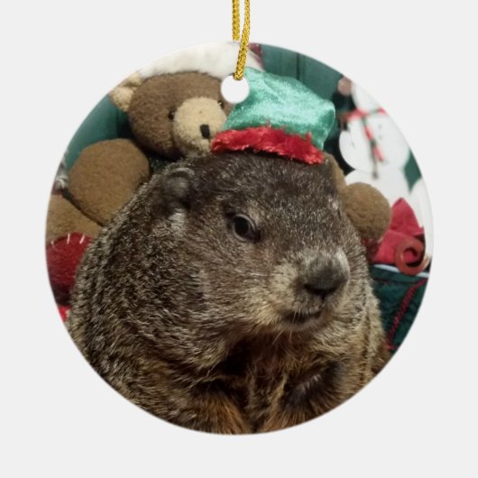 NIEUW!  Groundhog Moses kerstversiering Keramisch Ornament (Voorkant)