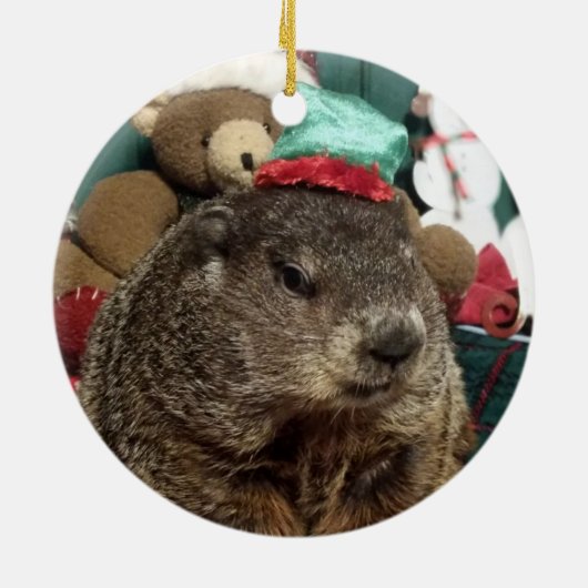 NIEUW!  Groundhog Moses kerstversiering Keramisch Ornament (Achterkant)