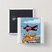 Nieuw-Guinea avonturenposter. Vierkante Button 5,1 Cm (Voorkant /achterkant)