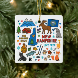 Nieuw-Hampshire Aangepaste Gezinsreis Kerstmis Keramisch Ornament
