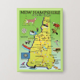 Nieuw-Hampshire geïllustreerde kaart ansichtkaart Button