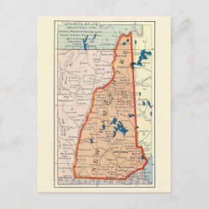 Nieuw-Hampshire Vintage Kaart Ansichtkaart