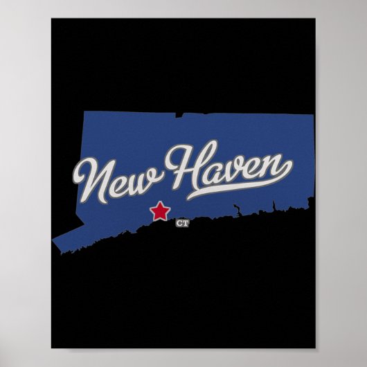 Nieuw Haven Connecticut Ct Kaart Poster (Voorkant)