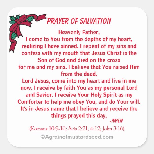 NIEUW! Het gebed van de verlossing met Kerstmis Vierkante Sticker (Voorkant)