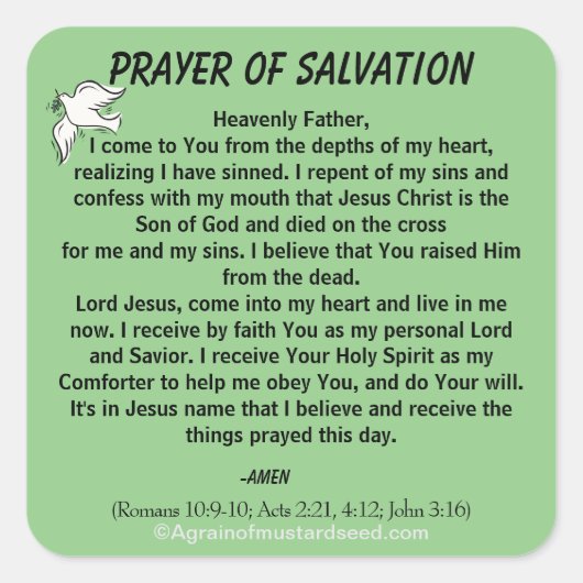 NIEUW! Het gebed van verlossing blijft bij Jezus Vierkante Sticker (Voorkant)