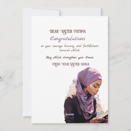 Nieuw Hijabi Wenskaart Mabrouk Feestdagenkaart (Achterkant)