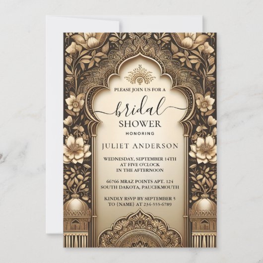 Nieuw Hindi Henna Mehndi Indiase stijl Vrijgezelle Kaart (Voorkant)