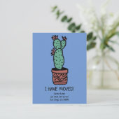 Nieuw Home Adres Bewegende aankondiging Cactus Doo Briefkaart (Staand voorkant)