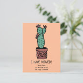 Nieuw Home Adres Bewegende aankondiging Cactus Doo Briefkaart (Staand voorkant)