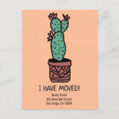 Nieuw Home Adres Bewegende aankondiging Cactus Doo Briefkaart (Voorkant)