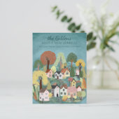 Nieuw Home Adres Bewegende Schattigee Country Vill Briefkaart (Staand voorkant)