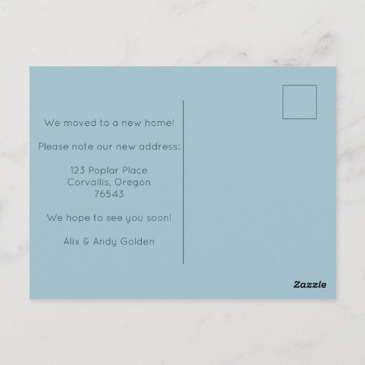 Nieuw Home Adres Bewegende Schattigee Country Vill Briefkaart (Achterkant)