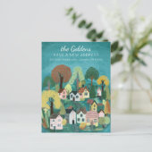 Nieuw Home Adres Bewegende Schattigee Country Vill Briefkaart (Staand voorkant)