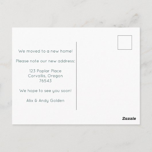 Nieuw Home Adres Bewegende Schattigee Country Vill Briefkaart (Achterkant)