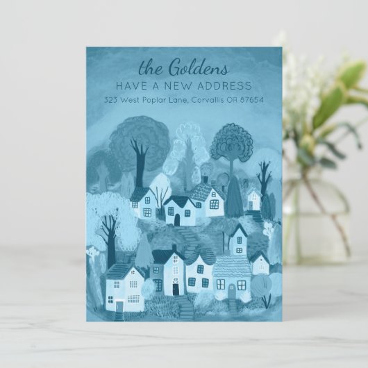 Nieuw Home Adres Bewegende Schattigee Country Vill Kaart (Staand voorkant)