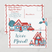 Nieuw Home Adres Vakantie Wij verhuisden Retro Vin Aankondigingskaart (Voorkant / Achterkant)