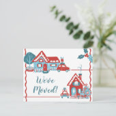 Nieuw Home Adres Vakantie Wij verhuisden Retro Vin Aankondigingskaart (Staand voorkant)