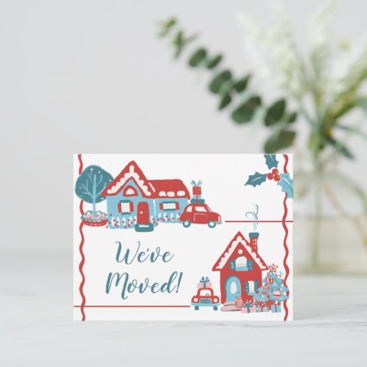 Nieuw Home Adres Vakantie Wij verhuisden Retro Vin Aankondigingskaart (Staand voorkant)