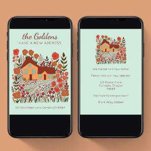 Nieuw Home Adres Verhuisboerderij Bloemen Herfst Kaart