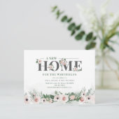 Nieuw Home Adres We hebben Floral Moving verplaats Briefkaart (Staand voorkant)