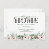 Nieuw Home Adres We hebben Floral Moving verplaats Briefkaart (Voorkant / Achterkant)