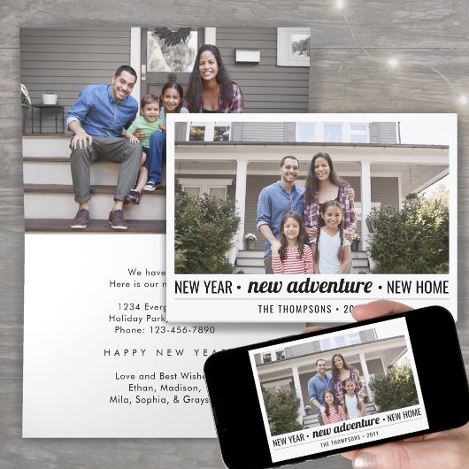 Nieuw Home Adventure Modern 2 foto Nieuwjaar gevou Feestdagen Kaart