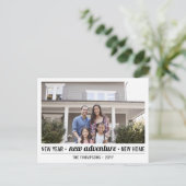 Nieuw Home Avontuur Modern Script 2 Foto Nieuwjaar Feestdagenkaart (Staand voorkant)