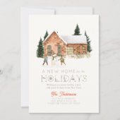 Nieuw Home Brick House Sneeuwman Winterscape Kerst Feestdagenkaart (Voorkant)