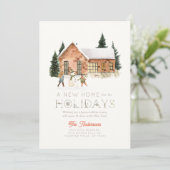 Nieuw Home Brick House Sneeuwman Winterscape Kerst Feestdagenkaart (Staand voorkant)