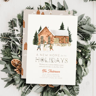 Nieuw Home Brick House Sneeuwman Winterscape Kerst Feestdagenkaart