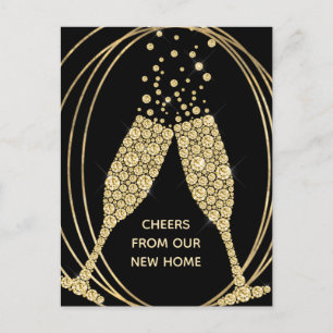 Nieuw Home Champagne Zwart Goud Geometrisch Bewege Aankondigingskaart