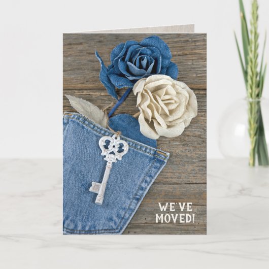 Nieuw Home denim-roos met sleutel Kaart (Voorkant)