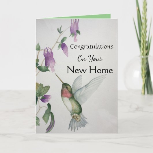 Nieuw Home Gefeliciteerd Happy Hummingbird Kaart (Voorkant)