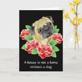 Nieuw Home Gefeliciteerd Kaart - Tattoo Style Pug (Gele Bloem)
