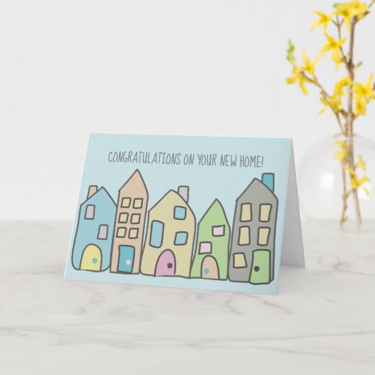 Nieuw Home Gefeliciteerd Paste Doodle Townhouses Kaart (Gele Bloem)