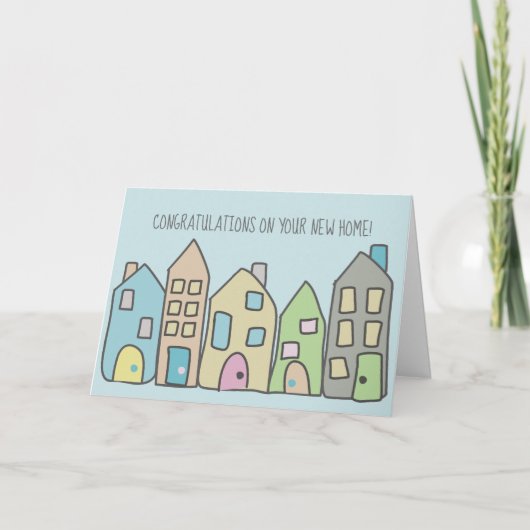 Nieuw Home Gefeliciteerd Paste Doodle Townhouses Kaart (Voorkant)