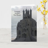 Nieuw Home Gefeliciteerd Sandcastle Art Beach Kaart (Gele Bloem)