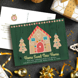 Nieuw Home Gingerbread Rustieke Groene Vakantie Ve Aankondigingskaart