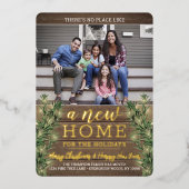 Nieuw Home Kerst Groen, Hout & Lichten 2 Foto Folie Feestdagenkaart (Voorkant)