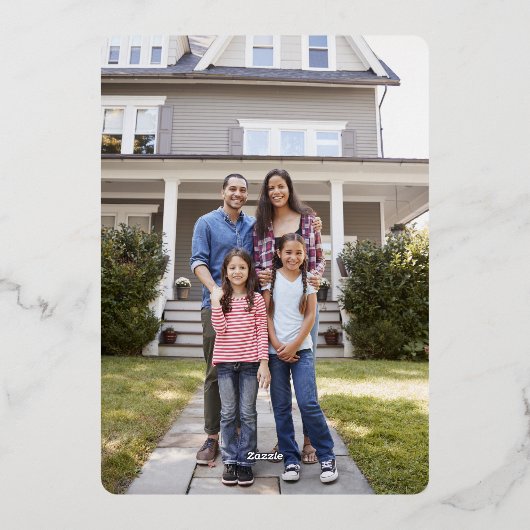 Nieuw Home Kerst Groen, Hout & Lichten 2 Foto Folie Feestdagenkaart (Achterkant)