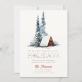 Nieuw Home Klein Rood Cabine Winterscape Kerstmis Feestdagenkaart (Voorkant)