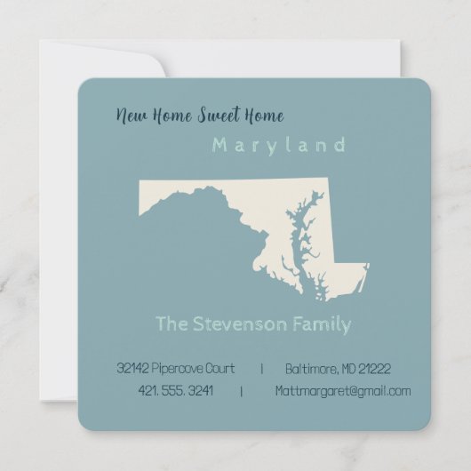 Nieuw Home Maryland Verhuisaankondiging Briefkaart (Voorkant)