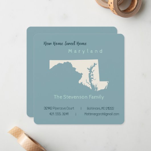 Nieuw Home Maryland Verhuisaankondiging Briefkaart (Voorkant / Achterkant in situ)